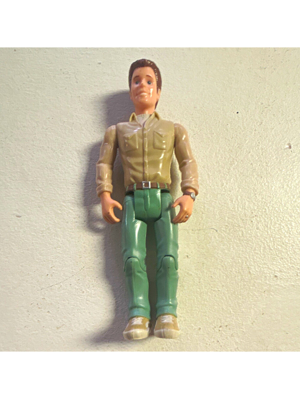 Mattel Articulated Male Action Figure Brown Hair Beige Shirt Green Pants Plastic
